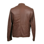 Rory Leather Biker Jacket // Brown (XS)