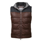 Arland Two Tone Leather Vest // Brown + Gray (S)