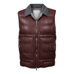 Baran Leather Vest // Burgundy (XL)