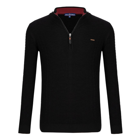 Zip Up Jersey Sweater // Black (M)