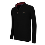 Zip Up Jersey Sweater // Black (XL)
