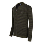 Full Zip Jersey Sweater // Olive + Navy (3XL)