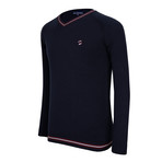 Pullover V-Neck Jersey Sweater // Navy (S)