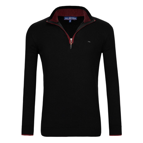 Quarter Zip Jersey Sweater // Black (L)