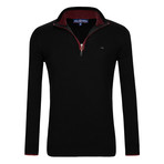 Quarter Zip Jersey Sweater // Black (S)