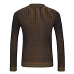 V-Neck Jersey Sweater // Navy + Green (S)