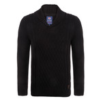 Cable Knit Jersey Sweater // Black (L)