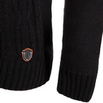 Cable Knit Jersey Sweater // Black (M)