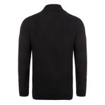 Cable Knit Jersey Sweater // Black (L)