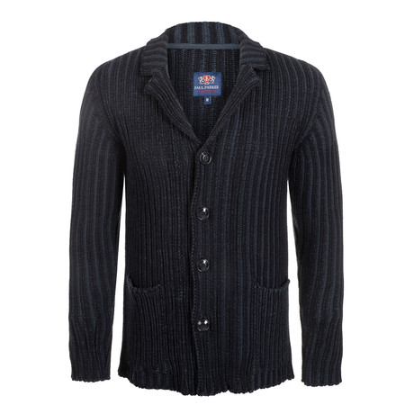 Button Up Jersey Cardigan with Pockets // Navy (M)