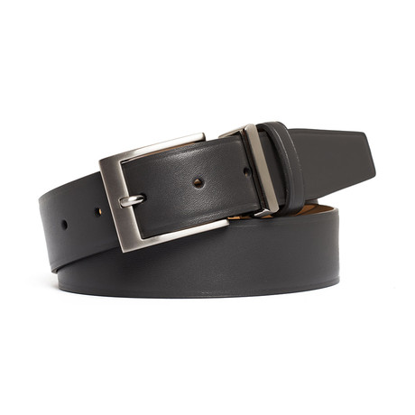 Leather Belt with Metal + Leather Keepers // Gray (32" Waist)