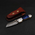 Handmade Damascus Liner Lock Folding Knife // 2709