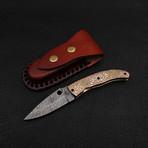 Handmade Damascus Liner Lock Folding Knife // 2716