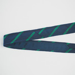 Silk Mogodor Tie // Navy + Green Stripes