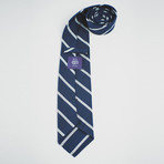 Silk Mogodor Tie // Navy + White Stripes