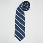 Silk Mogodor Tie // Navy + White Stripes