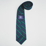 Silk Mogodor Tie // Navy + Green Stripes