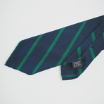 Silk Mogodor Tie // Navy + Green Stripes