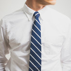 Silk Mogodor Tie // Navy + White Stripes