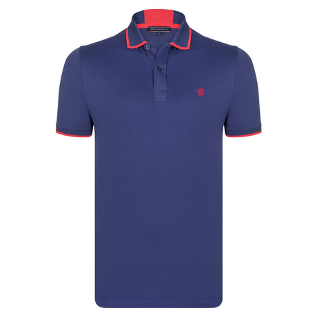 Simon SS Polo Shirt // Navy + Red (S)