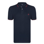 Burrow SS Polo Shirt // Navy + Bordeaux (2XL)