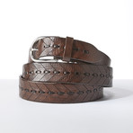 Braided Leather Belt // Brown // 43" Waist