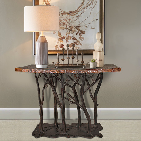 Enchanted Forest Console Table // Copper + Copper Top