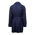 Caruso // Silk Double Breasted Trench Coat // Blue (Euro: 56)