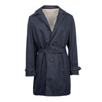 Caruso // Cotton Blend Belted Raincoat // Blue (Euro: 48)
