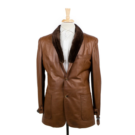 D'Avenza // Leather With Fur Lining Jacket // Brown (Euro: 46)