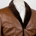 D'Avenza // Leather With Fur Lining Jacket // Brown (Euro: 46)