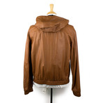 Bally // Leather Reversible Zip-Up Hooded Jacket // Brown (Euro: 46)