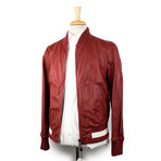 Bally // Leather Zip-Up Bomber Jacket // Red (Euro: 46)