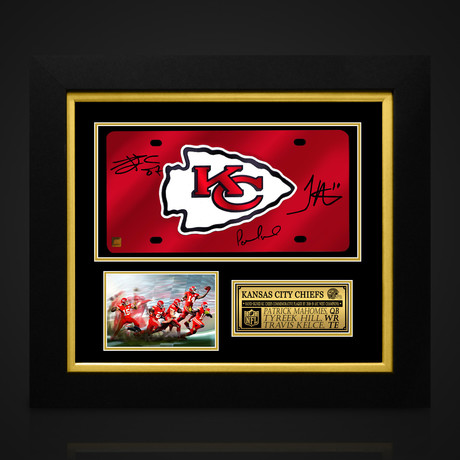 Kansas City Chiefs // Patrick Mahomes + Tyreek Hill + Travis Kelce signed Commemorative Plaque // custom frame (Signed Plaque Only)