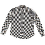 Amiri // Racer Check Distressed Button Down Shirt // Black + White (S)