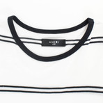 Amiri // Striped Cotton Blend T-Shirt // White + Black (XS)