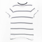 Amiri // Striped Cotton Blend T-Shirt // White + Black (XS)