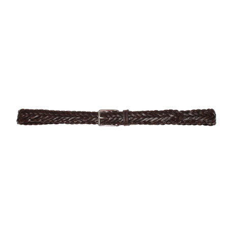 Shiny Silver Braided Belt // Dark Brown (85 cm)