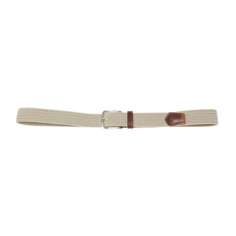 Shiny Silver Textile + Leather Belt // Beige (85 cm)
