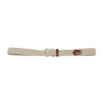 Shiny Silver Textile + Leather Belt // Beige (85 cm)