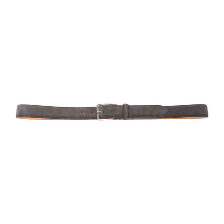 Shiny Silver Leather Belt // Grey (85 cm)