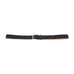 Shiny Silver Leather Belt // Navy (85 cm)