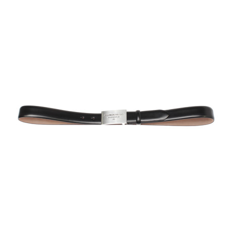 Silver Leather Belt // Black (90 cm)