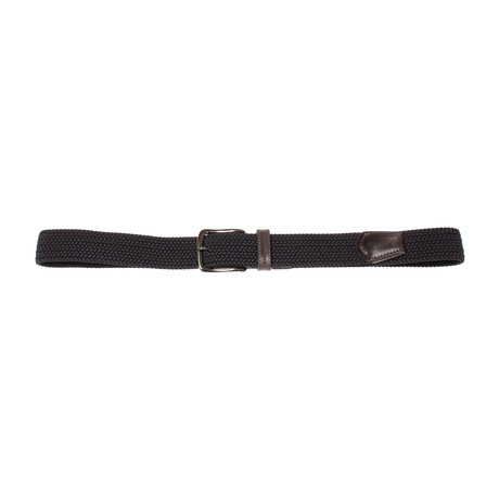 Shiny Silver Textile + Leather Belt // Dark Grey (85 cm)