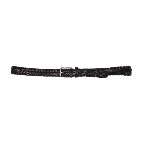 Shiny Silver Braided Belt // Black (85 cm)