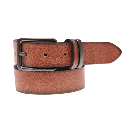 Gunmetal Leather Belt // Cognac (85 cm)