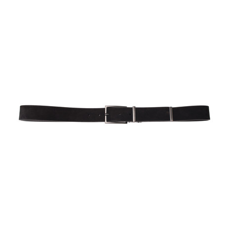 Matte Gunmetal Leather Belt // Black (85 cm)