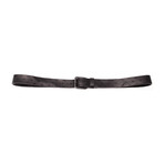 Matte Gunmetal Leather Belt + Embossed Logo // Black (85 cm)