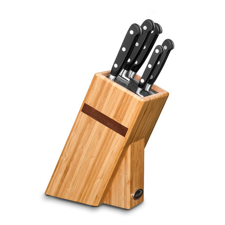 Sabatier Knife Set // Bamboo Universal Block // 6 Pieces