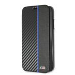 M Collection // Blue Stripe Hard Case Wallet // Black (iPhone XR)